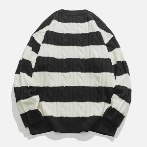 striped knit sweater youthful striped sweater dynamic knit design 7083