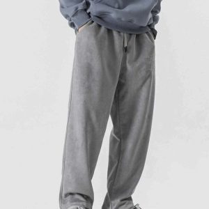 suede drawstring pants youthful & sleek streetwear essential 8788