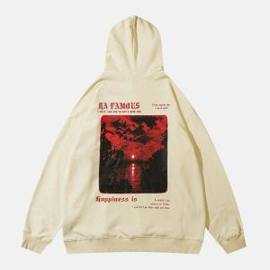 sunset graphic hoodie dynamic print & youthful vibe 6702