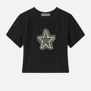 thorny star embroidered tee edgy streetwear 4886