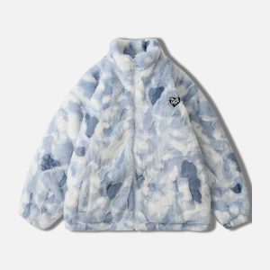 tiedye heart sherpa coat youthful & cozy streetwear 1598