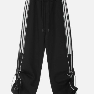 trendy drawstring stripe sweatpants   urban chic comfort 1340