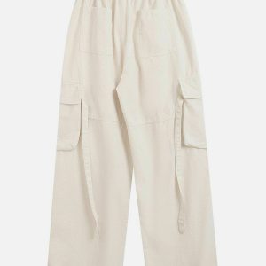 trendy ribbon cargo pants multi pocket urban chic 2400