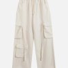 trendy ribbon cargo pants multi pocket urban chic 2419