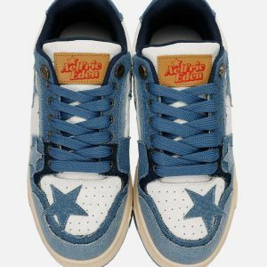 trendy starry denim skate shoes   urban all match design 4351