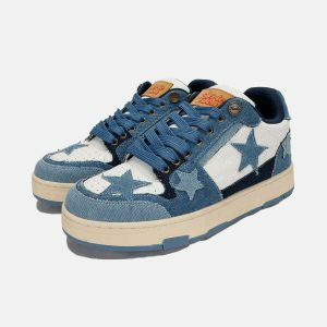 trendy starry denim skate shoes   urban all match design 5581