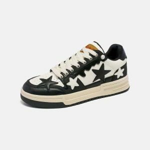 trendy starry denim skate shoes   urban all match design 8268