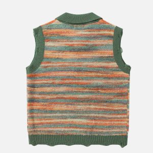 trendy stripe distressed vest youthful urban appeal 7350