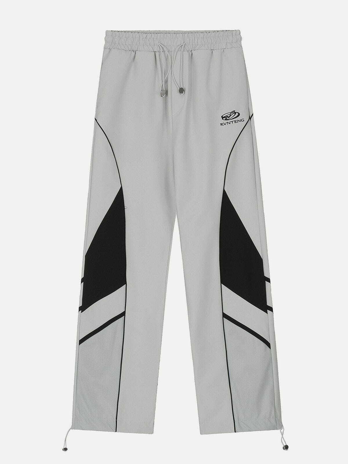 trendy stripe embroidery sweatpants with drawstring fit 5820