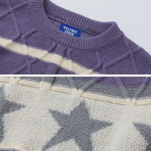 trendy stripe star sweater twist   chic urban appeal 7917