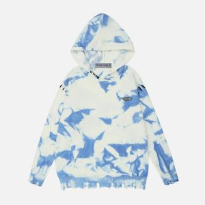 trendy tie dye hoodie   youthful knit streetwear 7305