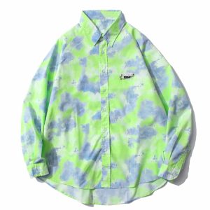 trendy tiedye longsleeve shirt youthful streetwear appeal 7628