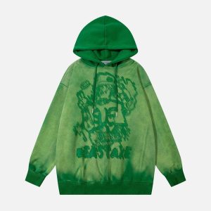 urban graffiti hoodie abstract print & washed look 3860