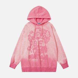 urban graffiti hoodie abstract print & washed look 5158