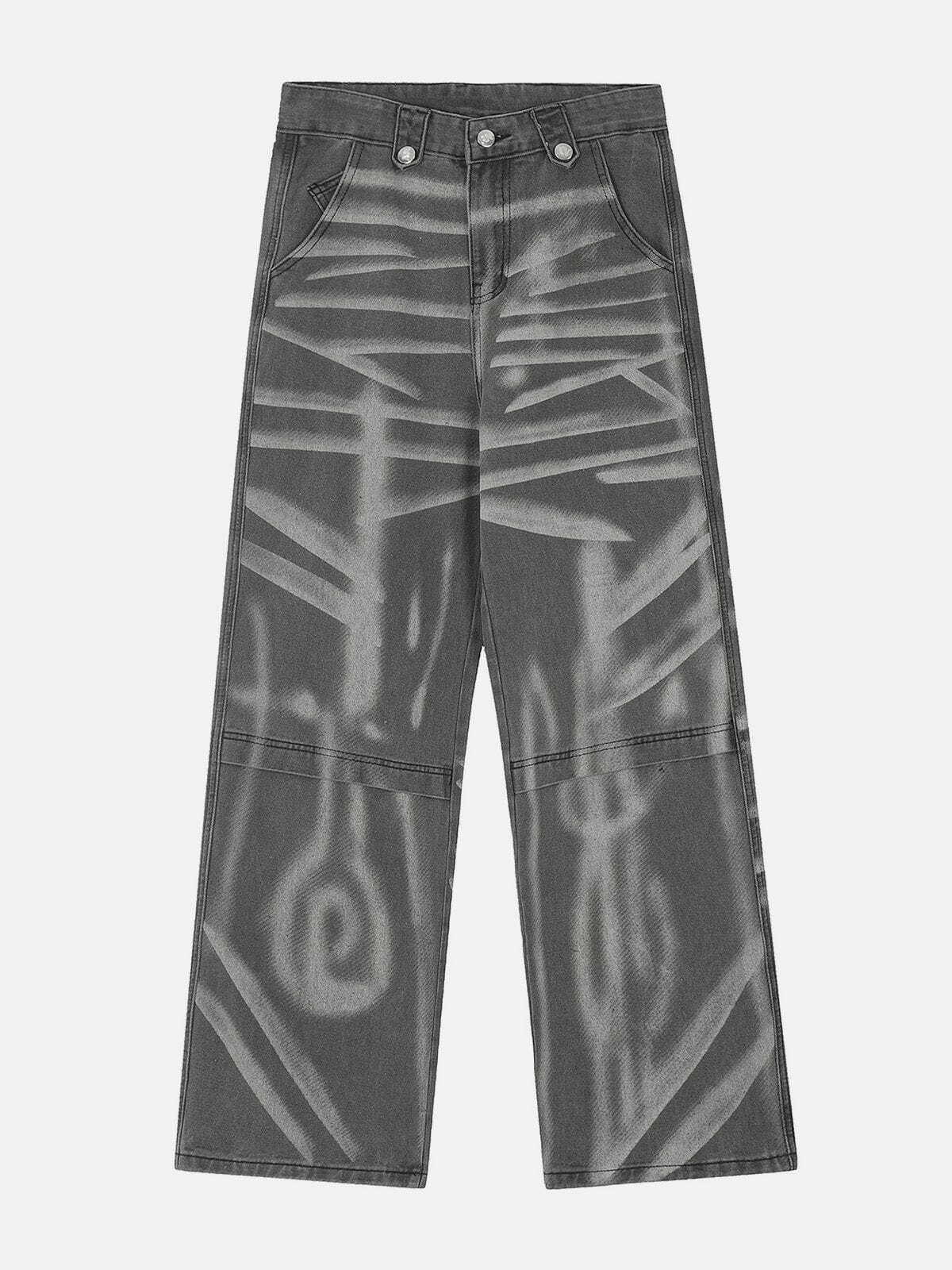 urban graffiti jeans full print & edgy loose fit 4875