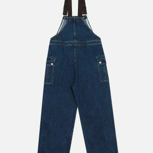 vibrant applique denim overalls retro streetwear chic 5796