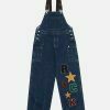 vibrant applique denim overalls retro streetwear chic 7828