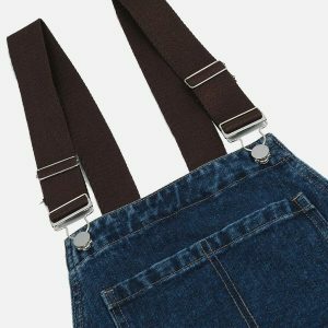 vibrant applique denim overalls retro streetwear chic 8547