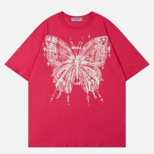 vibrant butterfly print tee   youthful streetwear 5633