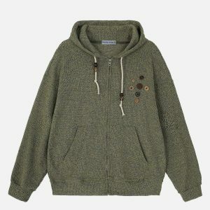 vibrant button decoration hoodie 5956