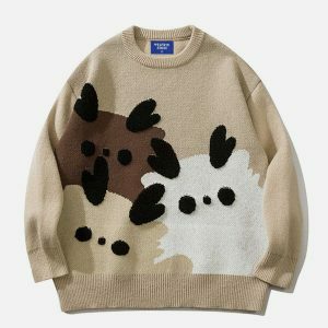 vibrant cartoon animal sweater urban fashion statement 6903