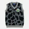 vibrant cow pattern sweater vest 7456