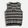 vibrant embroidered sweater vest urban statement 8097