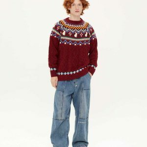 vibrant fair isle knit sweater urban fashion essential 1547