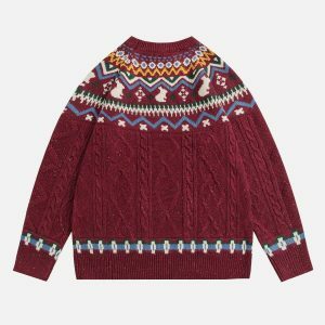 vibrant fair isle knit sweater urban fashion essential 1833