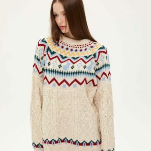 vibrant fair isle knit sweater urban fashion essential 2175