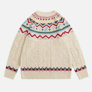 vibrant fair isle knit sweater urban fashion essential 6087