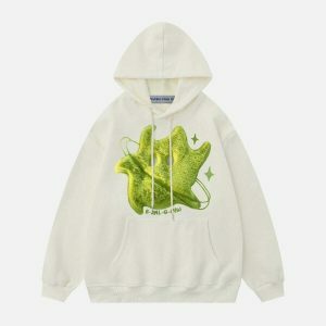 vibrant monster hoodie with plush 3d embroidery 8006