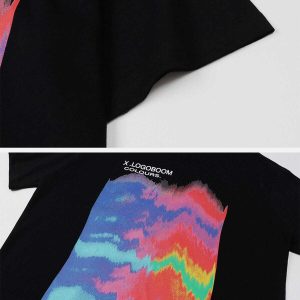 vibrant oil painting rainbow tee youthful streetwear appeal 8067