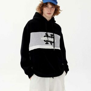 vibrant patchwork hoodie urban streetwear 7362