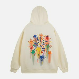 vibrant rainbow stars hoodie 2555