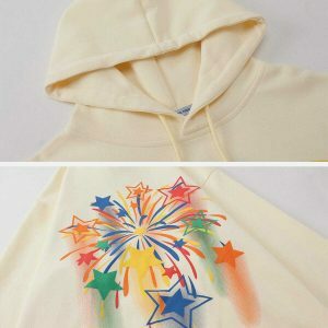 vibrant rainbow stars hoodie 3068