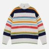 vibrant rainbow stripe sweater   chic half zip design 5960