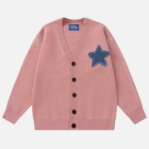 vibrant star applique crochet cardigan 5345