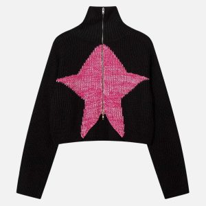 vibrant star jacquard cardigan   youthful & chic 8115