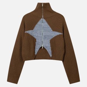 vibrant star jacquard cardigan   youthful & chic 8720