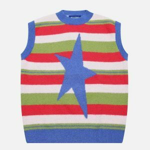 vibrant star pattern sweater vest 4714