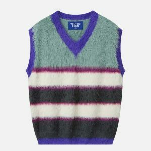 vibrant striped sweater vest 3137