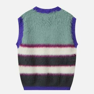 vibrant striped sweater vest 4059