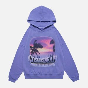 vibrant sunset print hoodie 2798