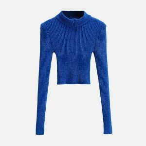 vibrant zipper knit sweater urban streetwear 5817