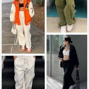 vintage baggy cargo pants sleek urban & y2k trendy 6090