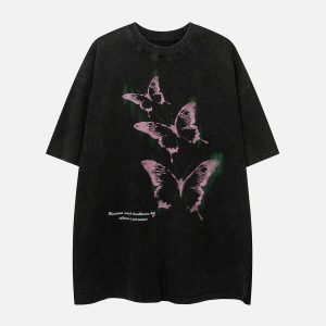 washed butterfly tee youthful graphic urban style 8157