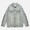 washed denim jacket zip design youthful urban appeal 7158