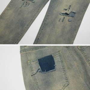 washed design jeans with holes dynamic urban appeal 3239