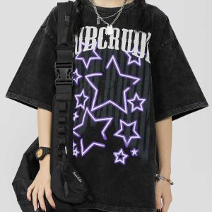 washed stars tee youthful & dynamic print design 6791